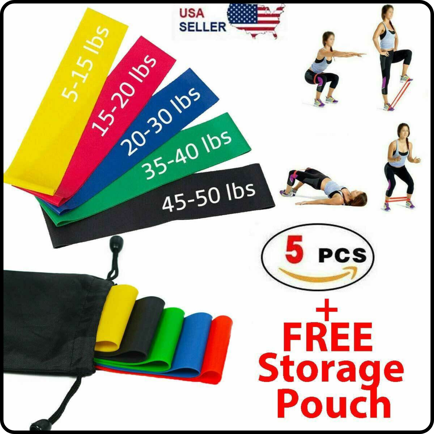 New Set of 5 Resistance Bands Workout Loop