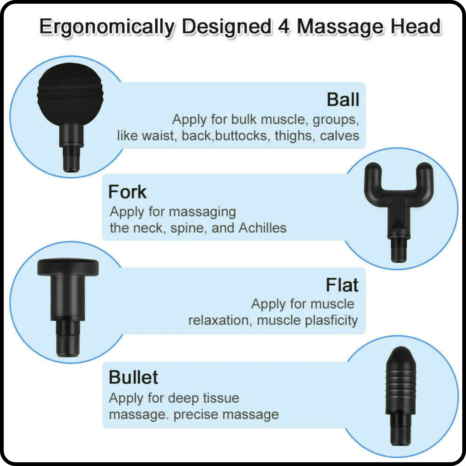 Massage Gun - Percussion Massager Deep Tissue Muscle Vibrating Relaxing + 4 Heads